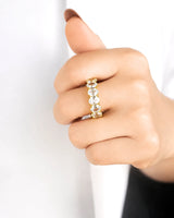 Thick Oval Diamond Wedding Bands 14 carats