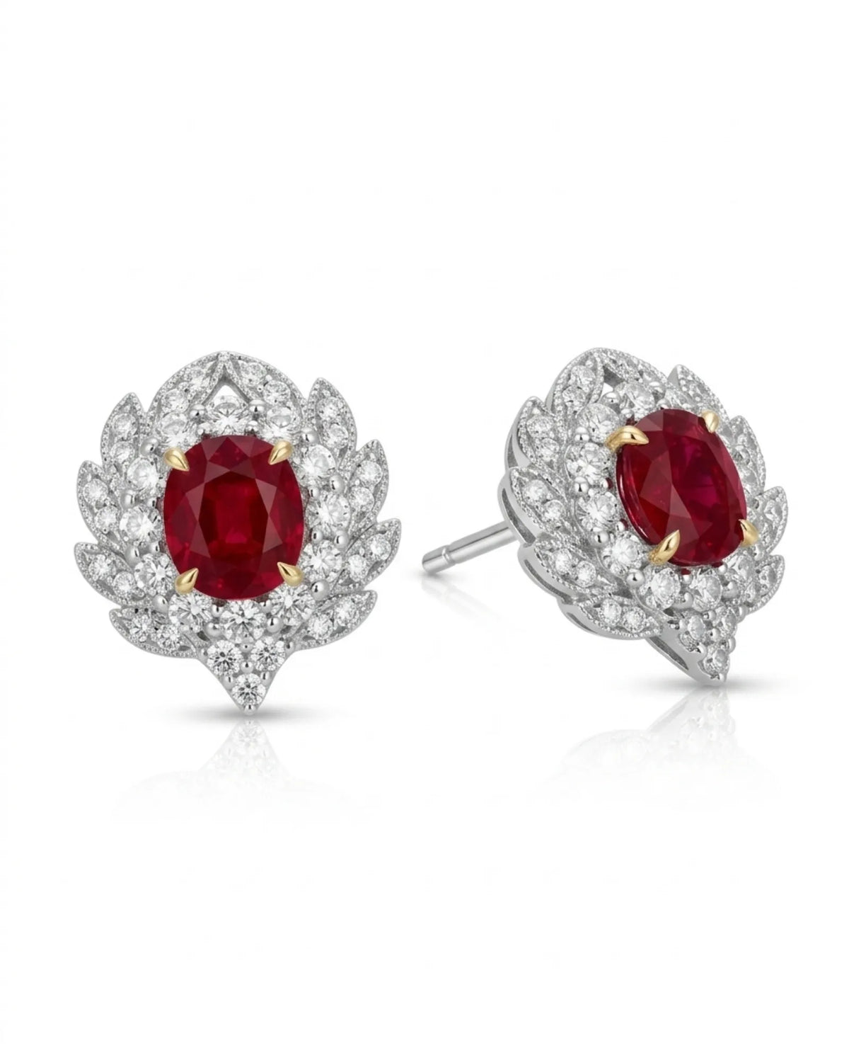 LAVINIA - Ruby Diamond Blossom Stud Earrings