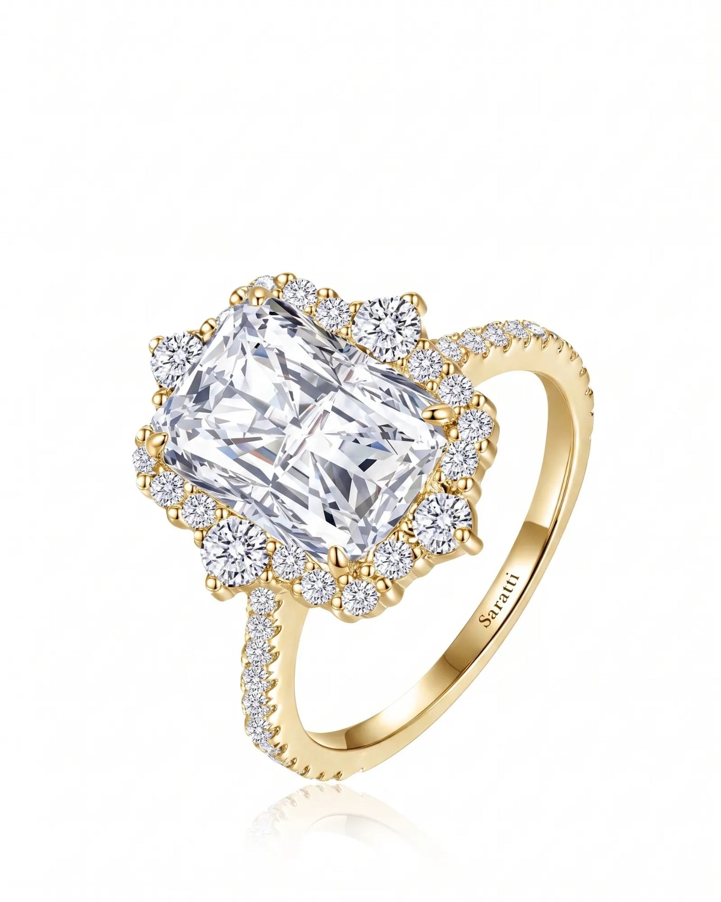 Cometa Corona – Natural Radiant-Cut Diamond Floral Halo Ring