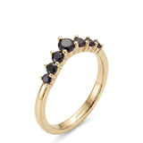 Black Diamond Curved Band in 18K Yellow Gold