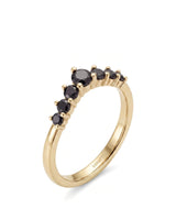 Black Diamond Curved Band in 18K Yellow Gold