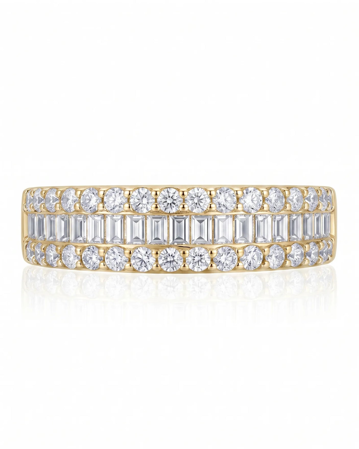 Rose Gold Eternity Band with Baguette and Round Diamonds