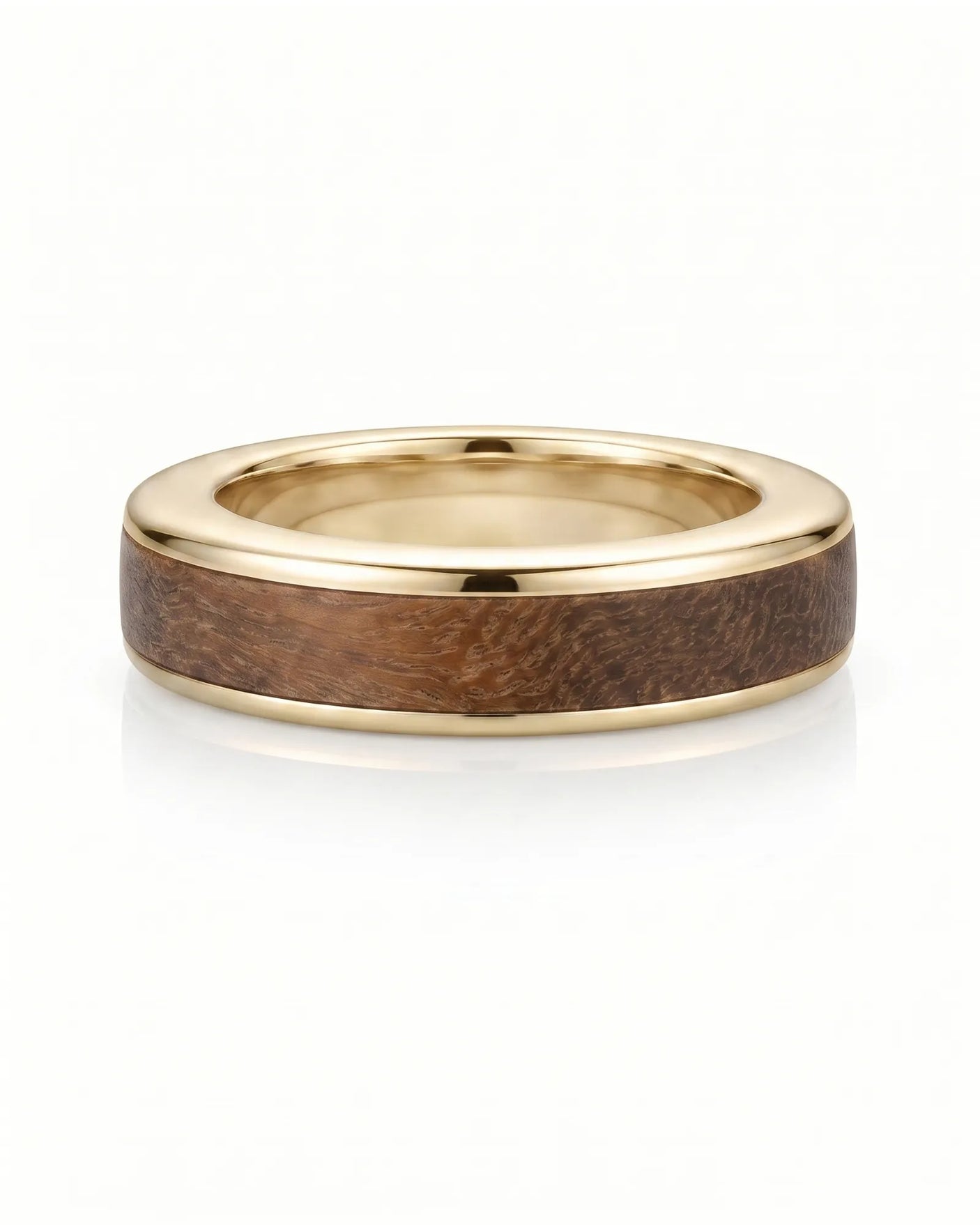 Women's Wenge Wood Ring in White Gold
