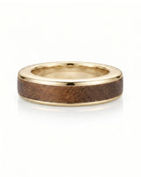 Women's Wenge Wood Ring in White Gold