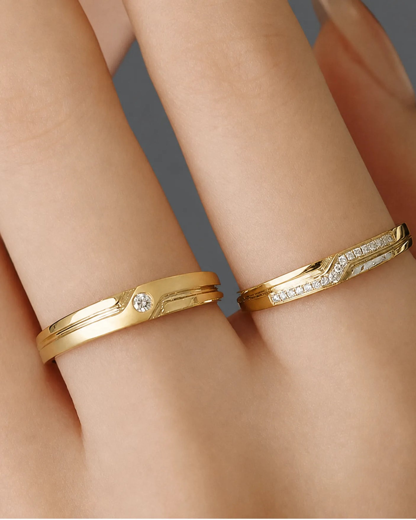 Channel Set Diamond Band Wedding Set