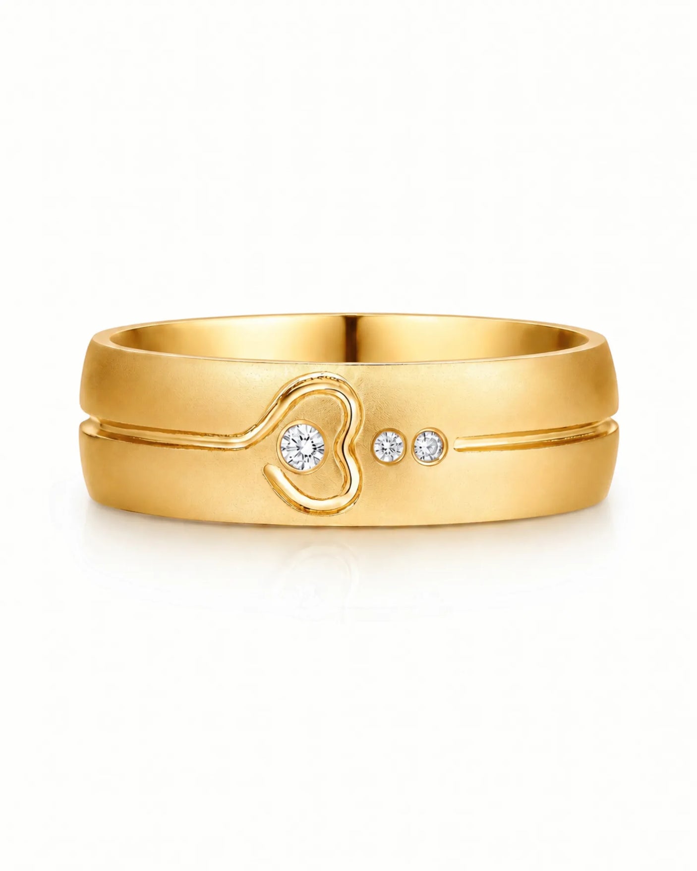 Yellow Gold Diamond Wedding Band Matte Finish