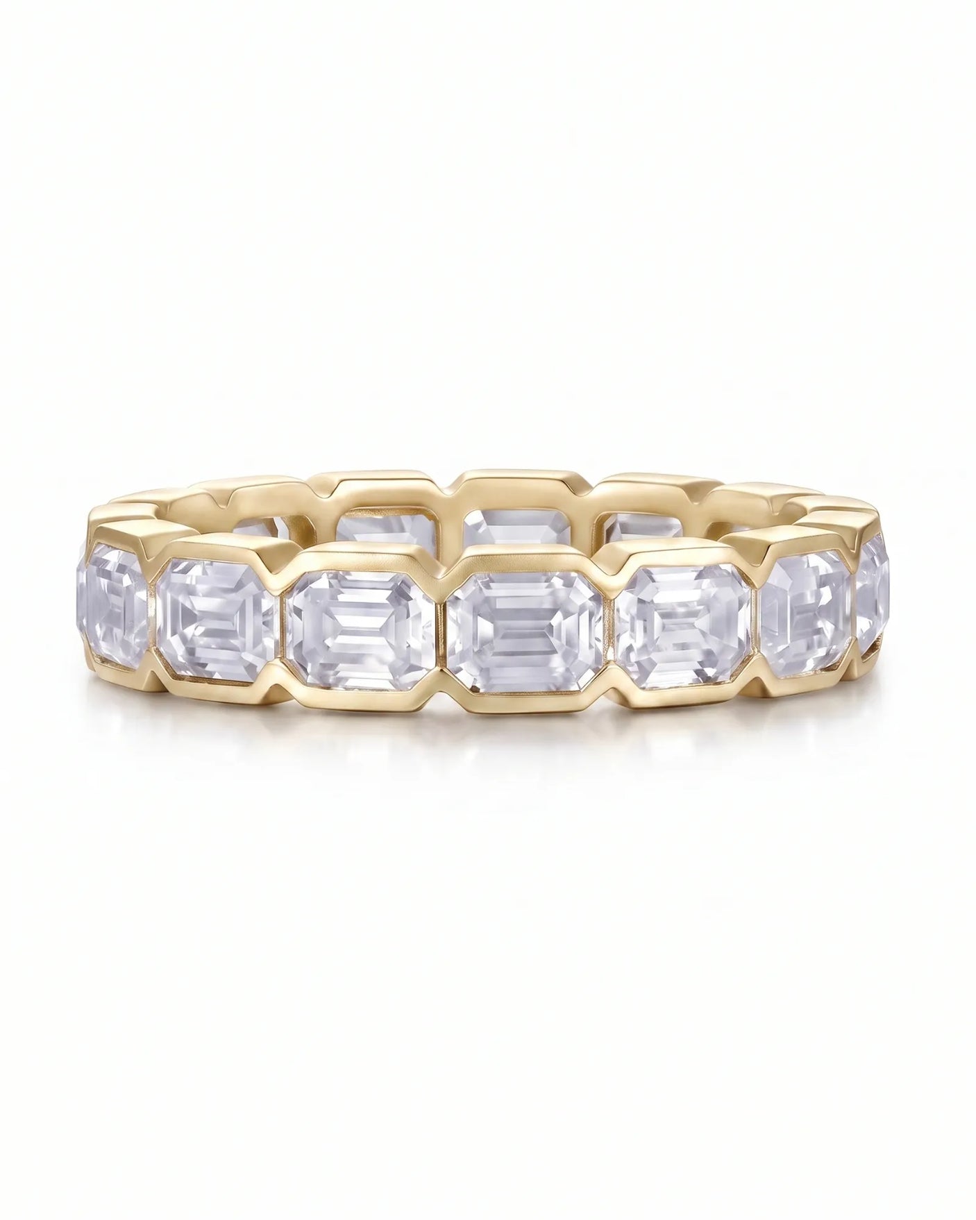 Emerald Cut Diamond Eternity Band in White Gold