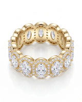 Oval Ring Wedding Band with Halo in White Gold