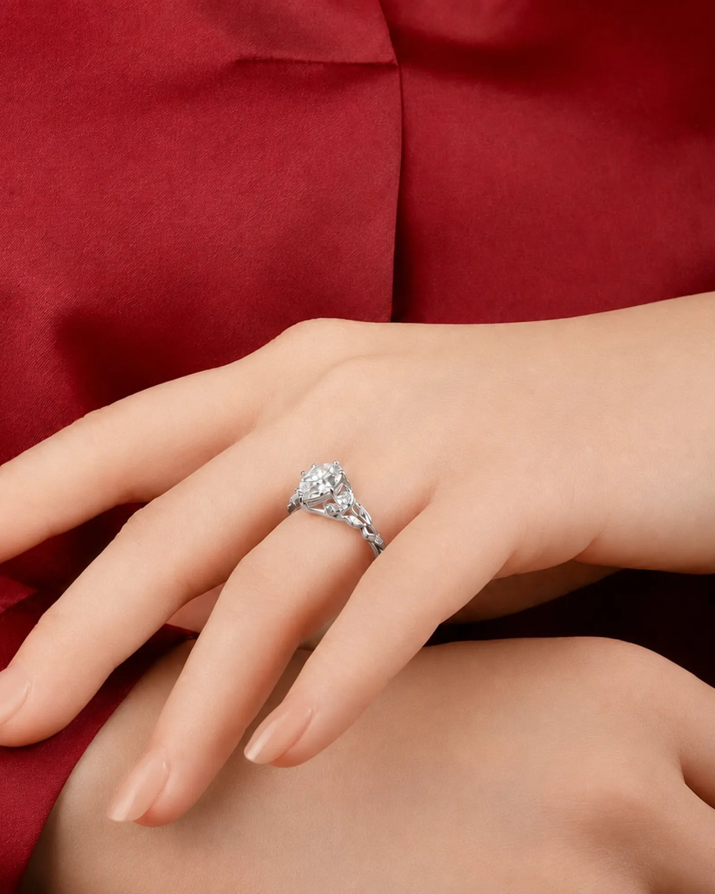 Larisa • Vintage Inspired Pear Shaped Moissanite Ring