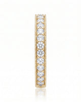 Milgrain Wedding Band with Diamonds in White Gold