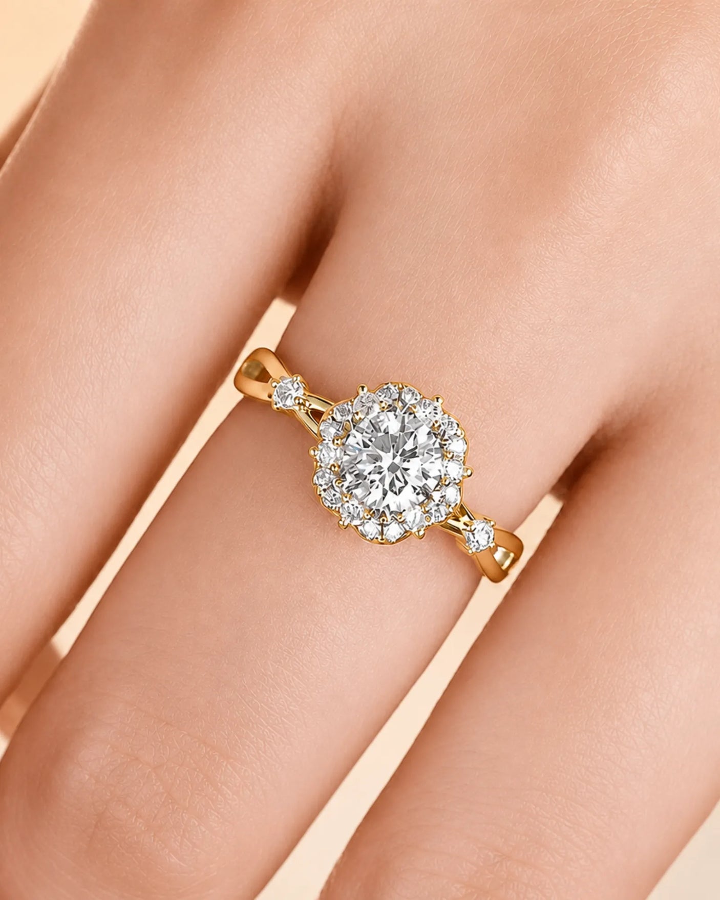 Emory – Eternal Presence Natural Round Diamond Halo Ring