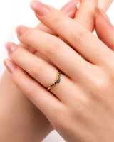 Black Diamond Curved Band in 18K Yellow Gold