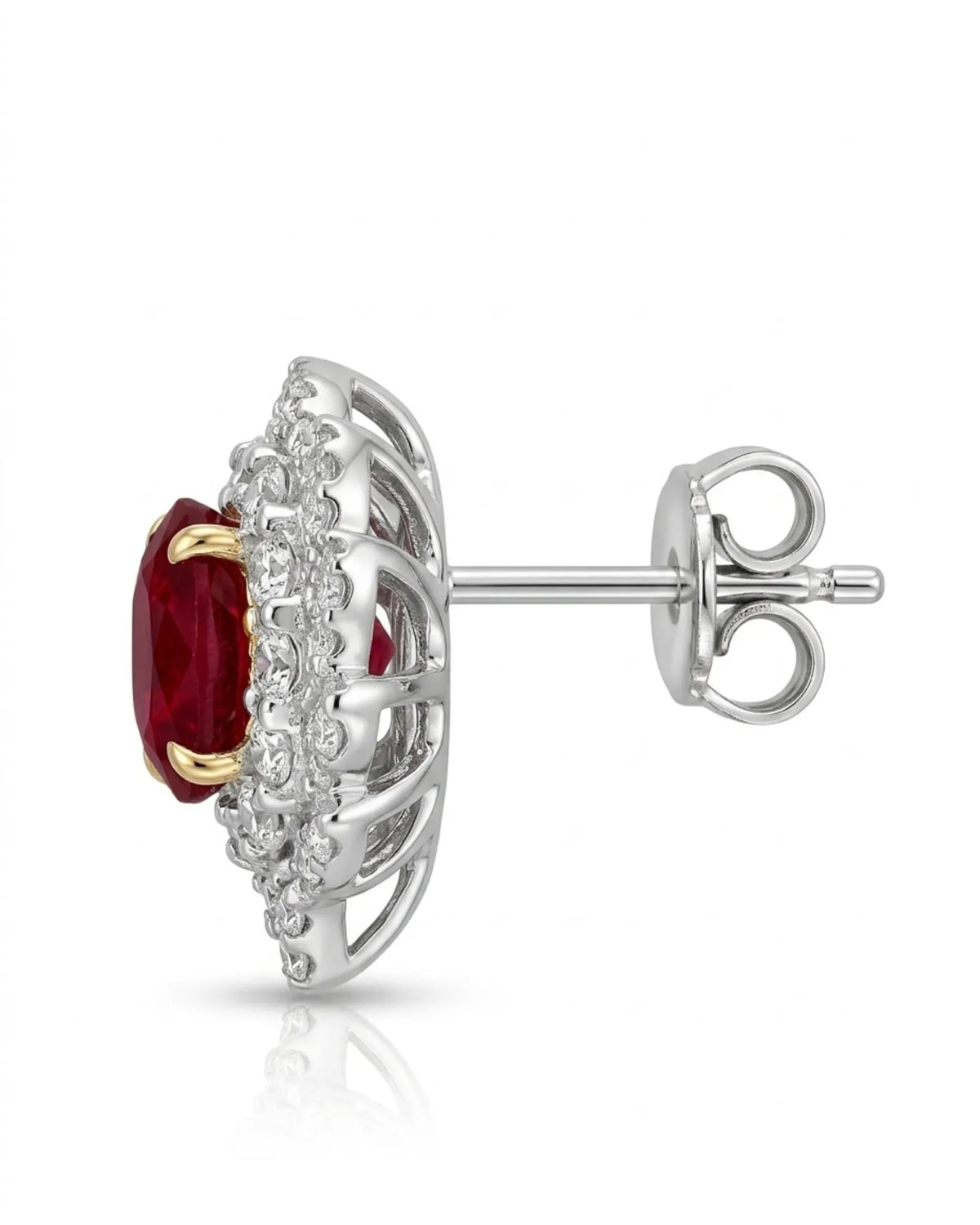 LAVINIA - Ruby Diamond Blossom Stud Earrings