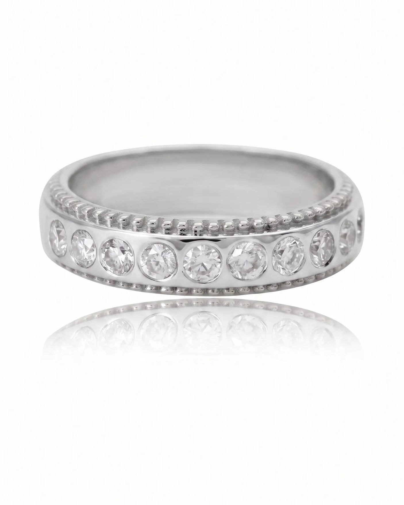 Two Tone Wedding Band Women's with Diamonds