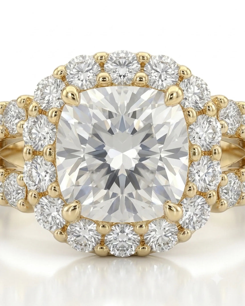 Erica • 2-carat Cushion Moissanite Ring in White Gold