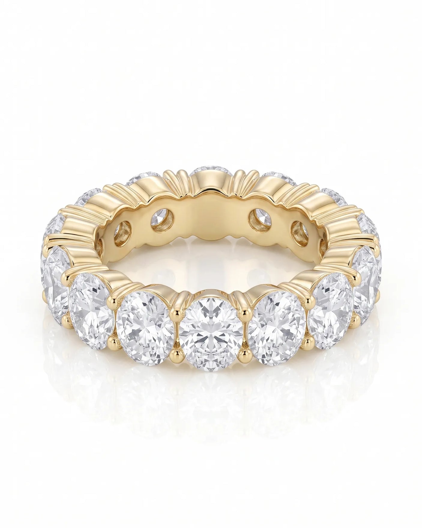 Thick Oval Diamond Wedding Bands 14 carats