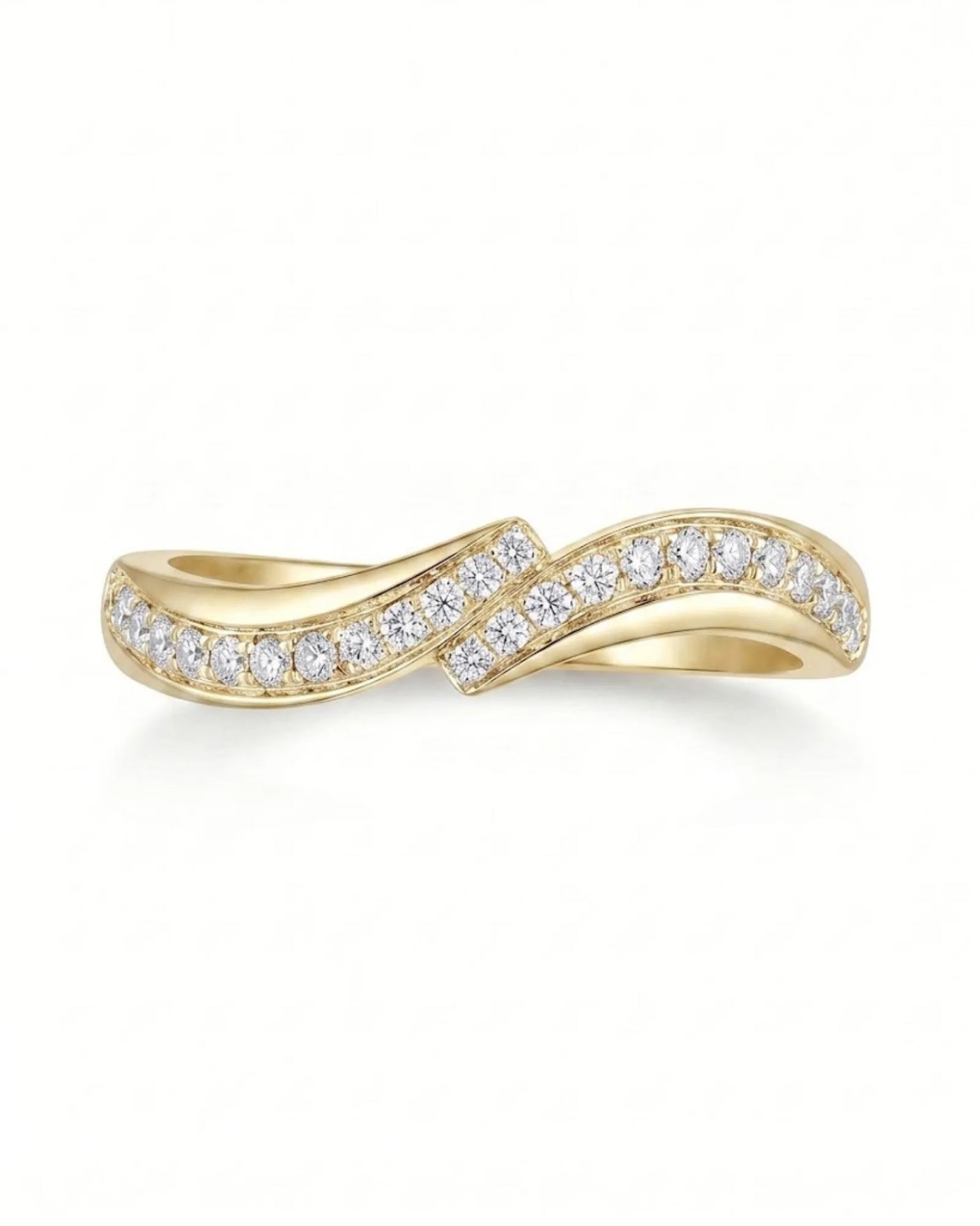 Wavy Diamond Half Eternity Wedding Band — 18K Yellow Gold — View 2