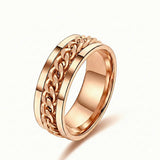 8mm cuban link ring 18k rose gold chain band | SARATTI  

