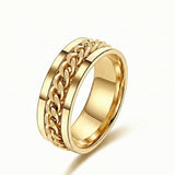 8mm cuban link ring 18k yellow gold chain band | SARATTI  
