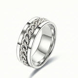 8mm cuban link ring platinum chain band | SARATTI  
