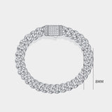 8mm width Cuban Style Bracelet in 18K White Gold | Saratti