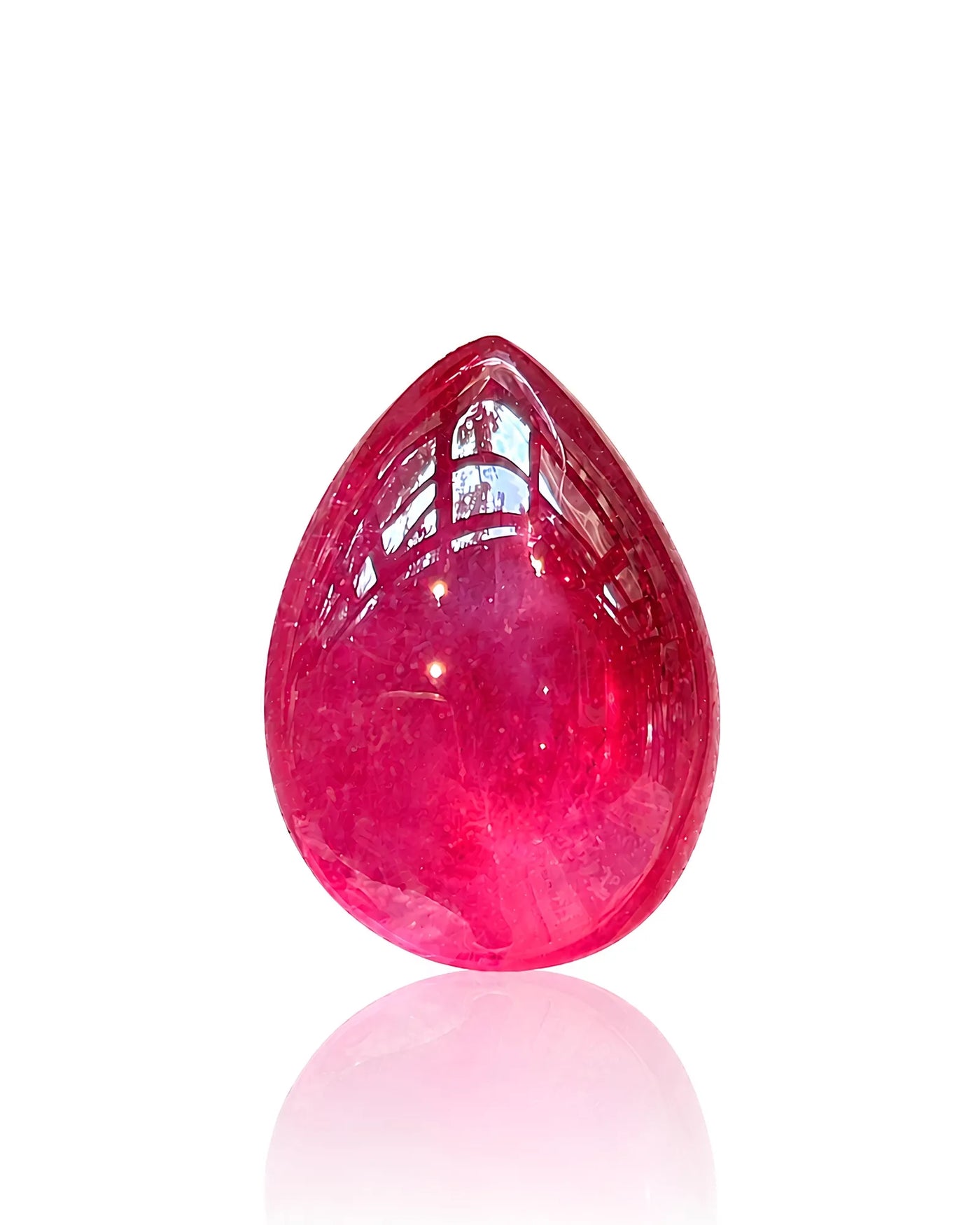 9.95 carats Rose Red Natural Ruby | Pear Cabochon - Treated