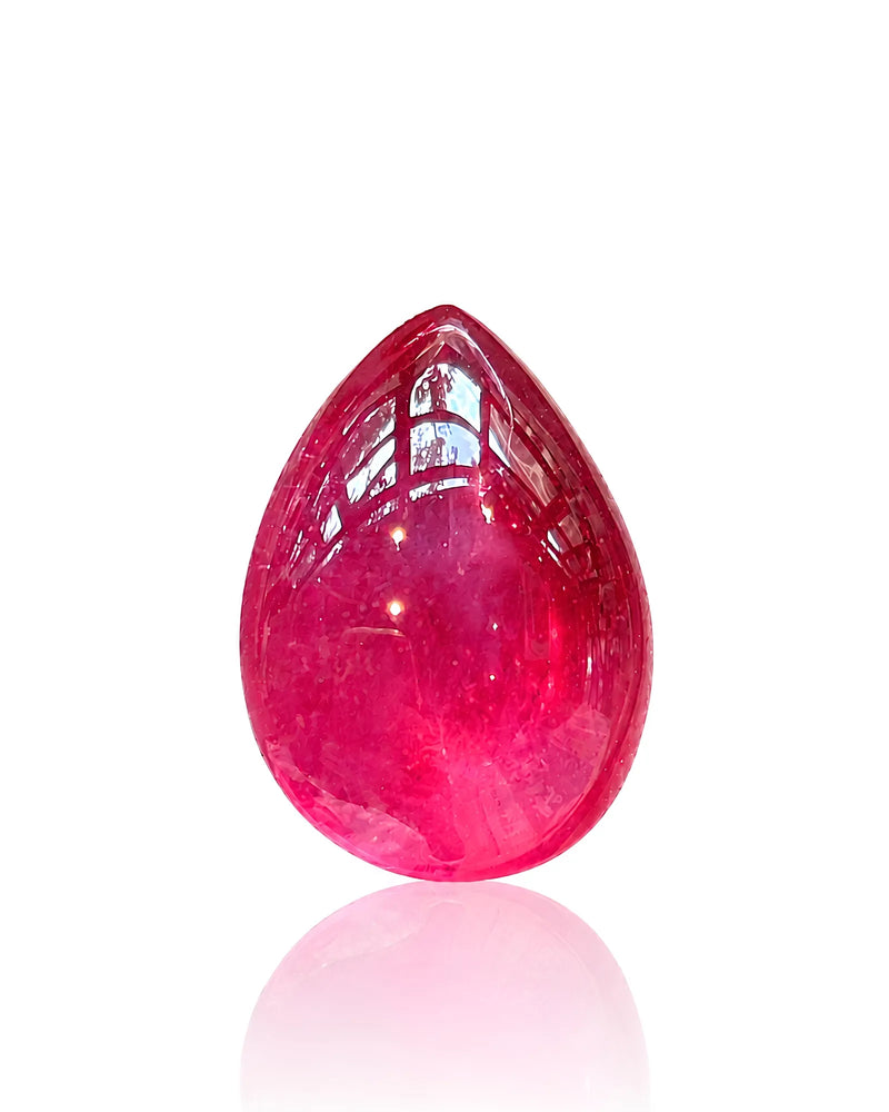 9.95ct Rose Red Natural Ruby pear cabochon main view | SARATTI