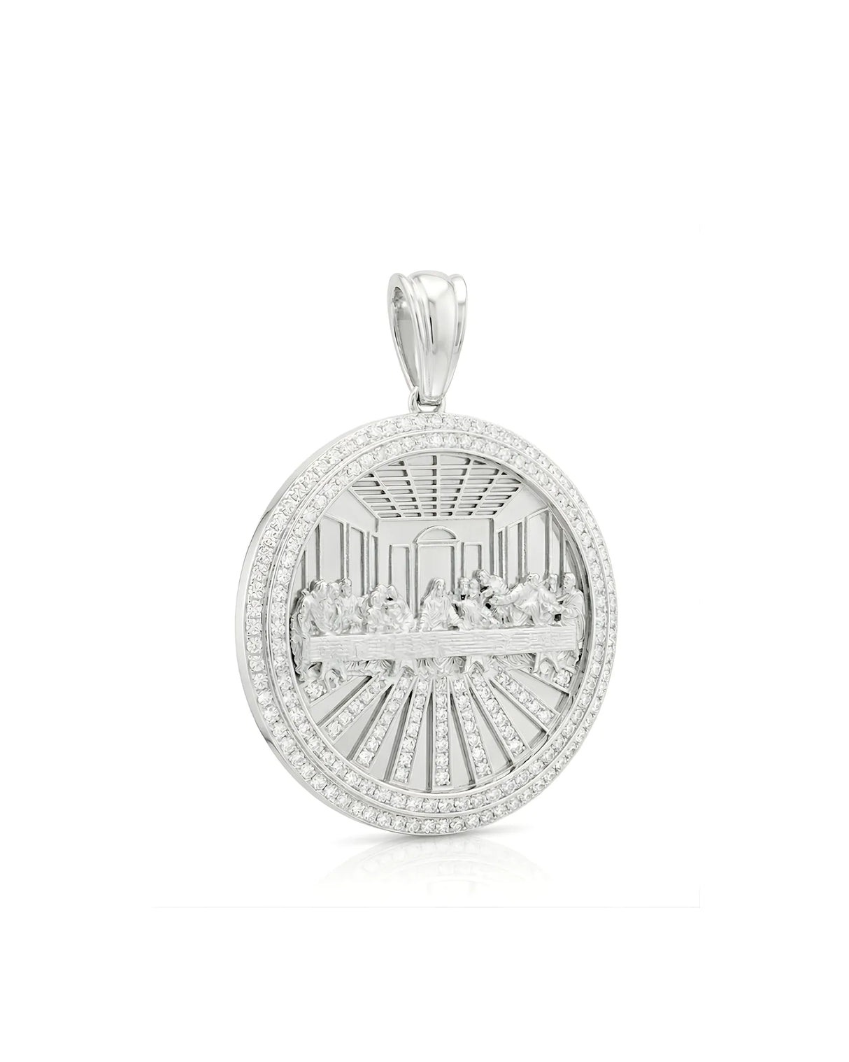 925 Sterling Silver Lab Grown Diamonds Last Supper Religious Pendant in White Tone - Available in 18K White Gold, 18K Rose Gold, 18K Yellow Gold & Platinum  by SARATTI