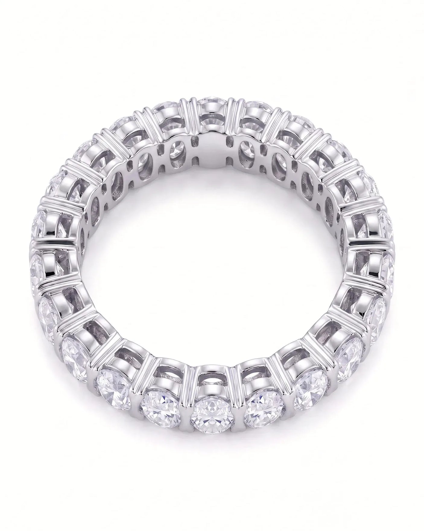 Oval Wedding Band in White Gold Prong Set
