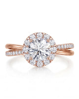 Elani – Natural Round Diamond Halo Split-Shank Ring