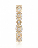 Art Nouveu Wedding Band with Diamonds in White Gold
