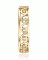 Art Nouveu Wedding Band with Diamonds Yellow Gold