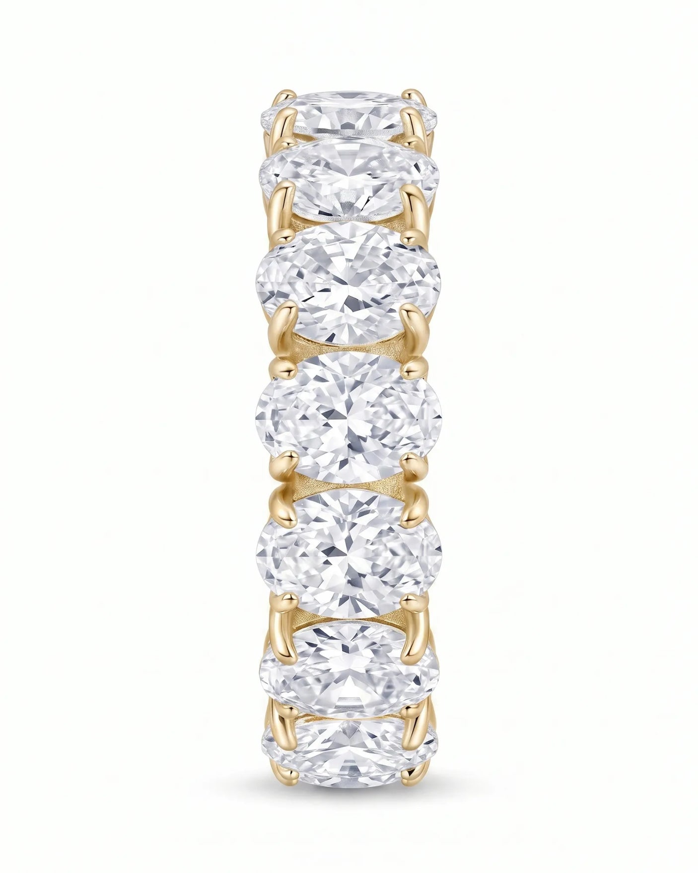 Thick Oval Diamond Wedding Bands 14 carats