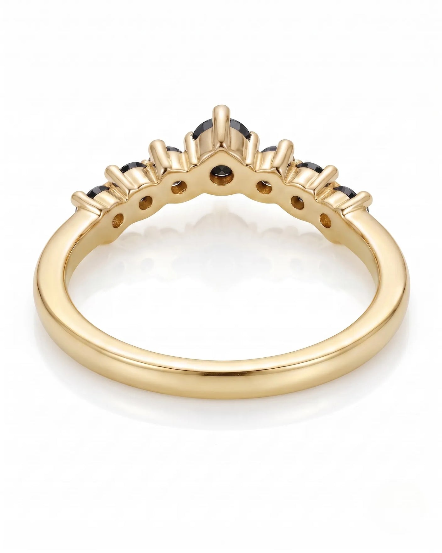 Black Diamond Curved Band in 18K Yellow Gold
