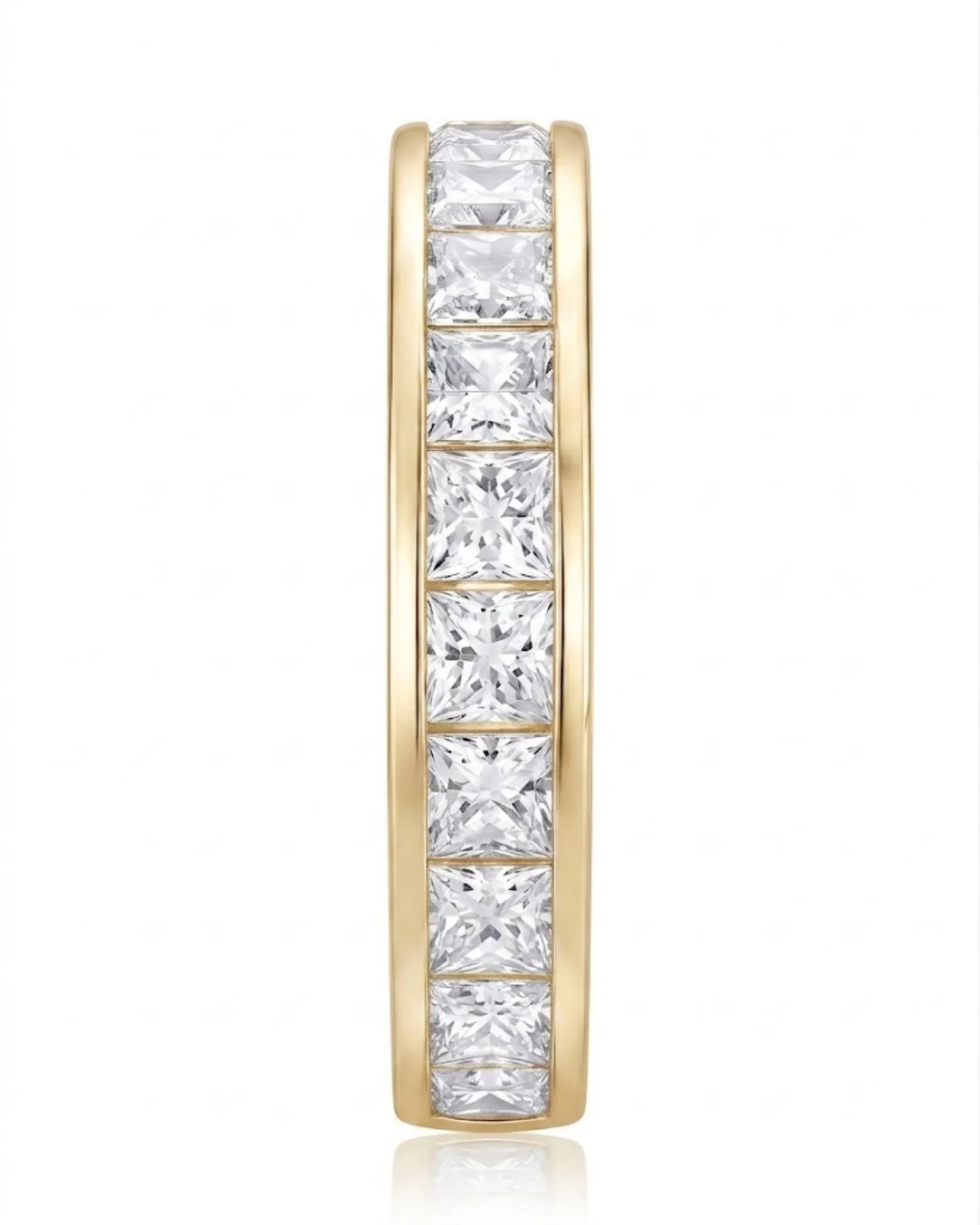 Princess Cut Diamond Wedding Band in Yellow Gold