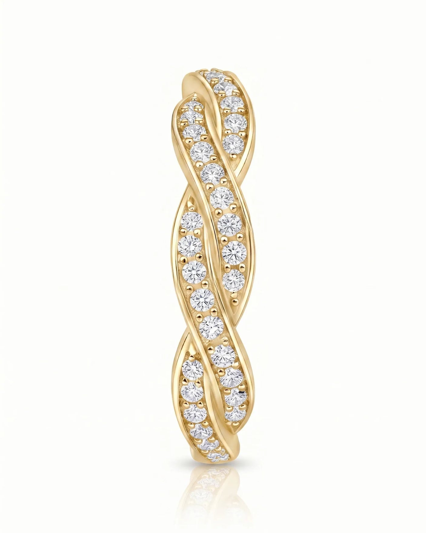 Twisted Shank Vintage Diamond Eternity Band in 18K White Gold — 18K Yellow Gold — View 4