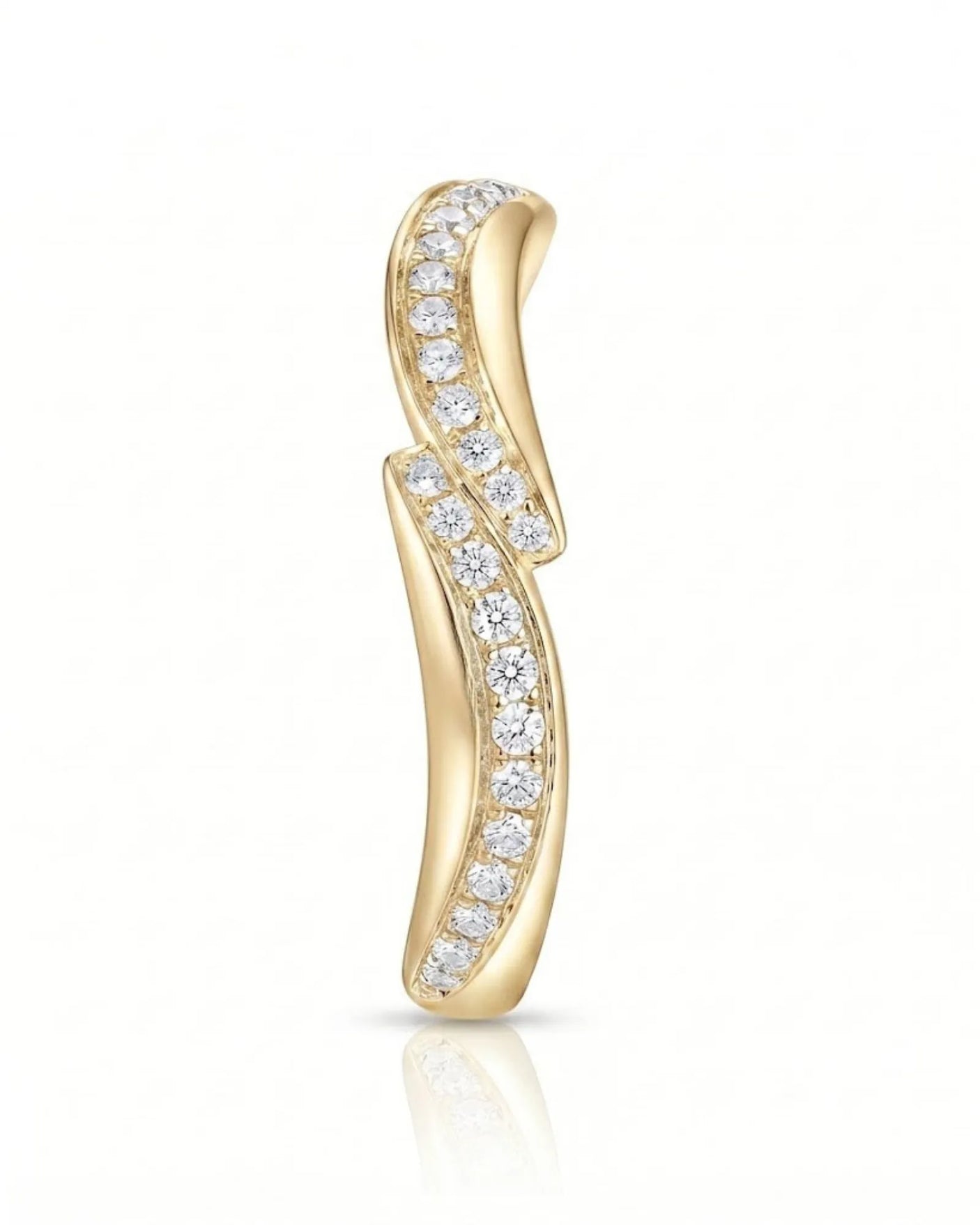 Wavy Diamond Half Eternity Wedding Band — 18K Yellow Gold — View 4