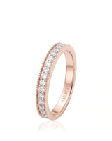 Milgrain Wedding Band with Diamonds in White Gold