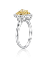Maureen – Pear-Shaped Natural Yellow Diamond Double Halo Ring