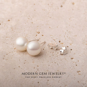Elegant Pearl Stud Earrings | Modern Gem Jewelry
