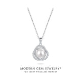 Seawater Akoya Pearl Necklace with Diamonds in 18k White Gold | Modern Gem Jewelry