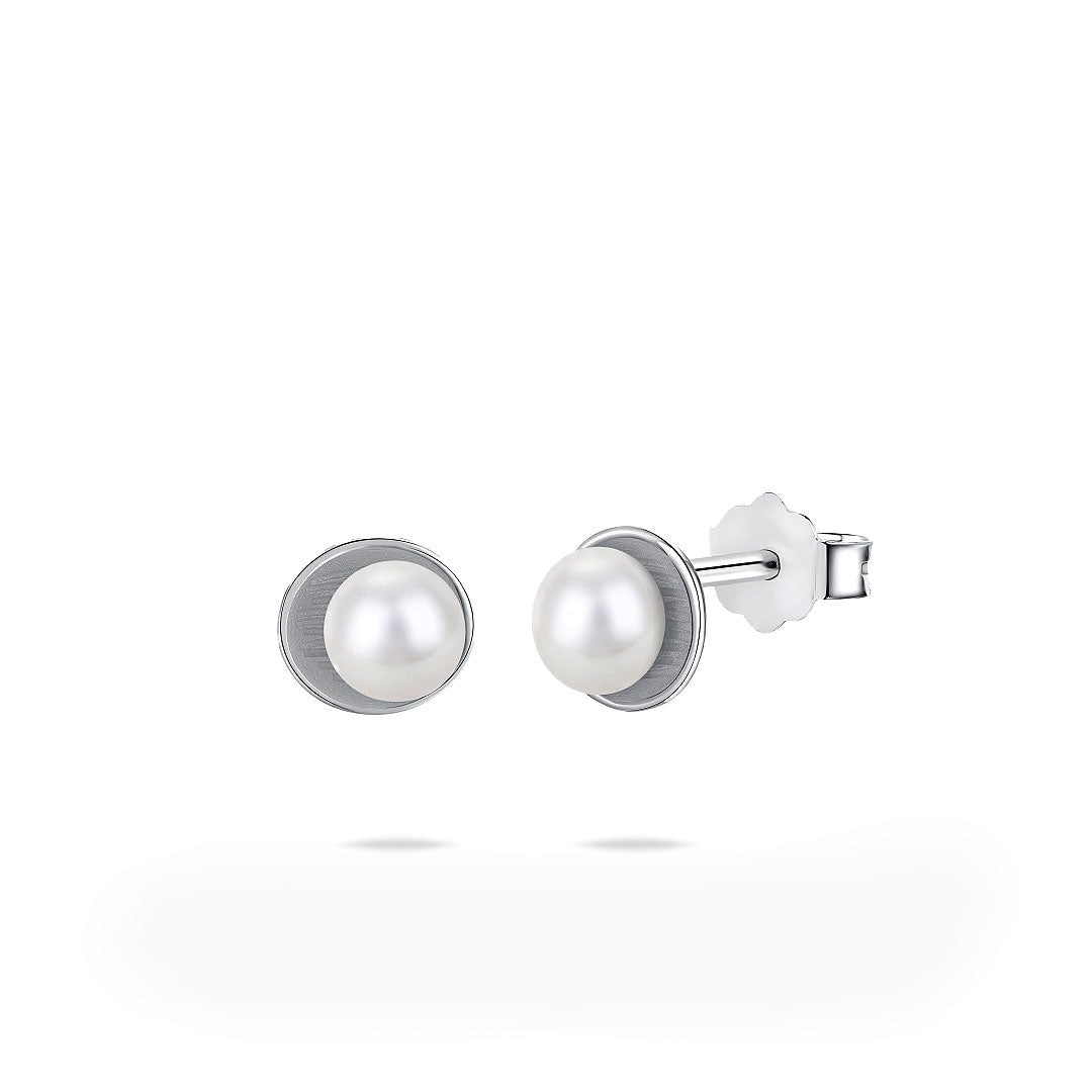 Akoya Pearl Earrings Studs in White Gold | Modern Gem Jewelry