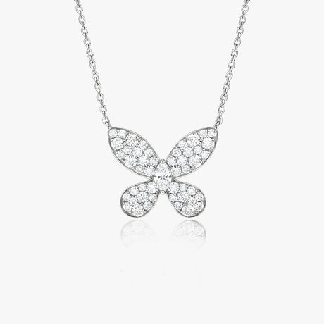 Alietta mini butterfly diamond necklace in platinum | SARATTI