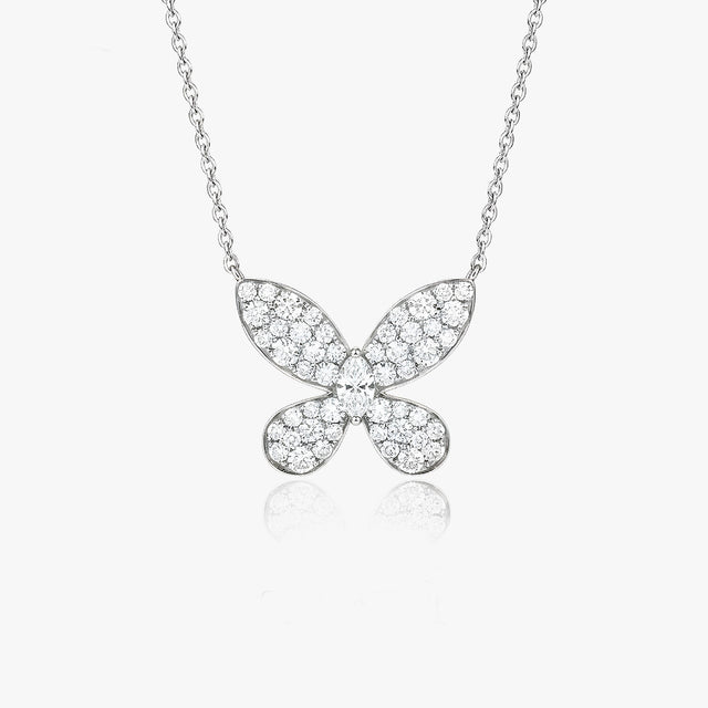 Alietta mini butterfly diamond necklace in platinum | SARATTI