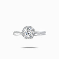 Amande - 0.6-Carat Halo Twisted Shank Diamond Engagement Ring