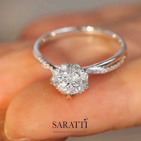 Amande Diamond Twisted Shank Ring | Modern Gem Jewelry | Saratti