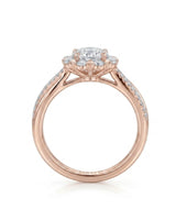  Amande halo twisted shank diamond engagement ring rear view in 18K rose gold | SARATTI