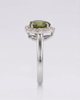 Amoria heart tourmaline halo ring with diamonds in polished 18K white gold | SARATTI