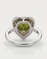 Amoria heart tourmaline halo ring with diamonds in polished platinum | SARATTI