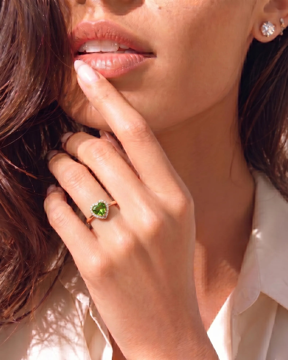 Amoria heart tourmaline halo ring with diamonds in warm 18K yellow gold | SARATTI